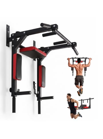 relaxdays Klimmzugstange mit Dip Station in Schwarz - (B)94 x (H)76 x (T)48 cm