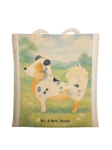 Mr. & Mrs. Panda Leinenbeutel Hund Australien Shepherd Design oh... in Weiß