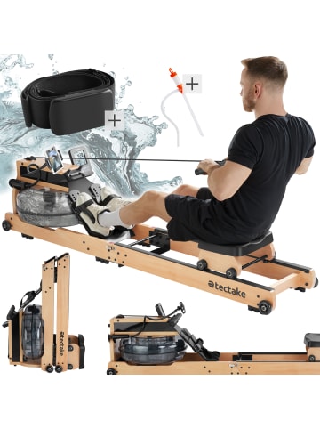tectake Holzrudergerät Titan, klappbar, 150kg belastbar, Bluetooth