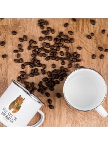 Mr. & Mrs. Panda Emaille Tasse Bär Konfirmation mit Spruch in Weiß