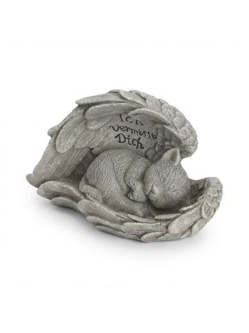 relaxdays Katzen-Grabschmuck in Creme - (B)21 x (H)12 x (T)11 cm
