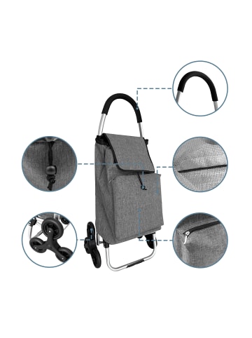 relaxdays Einkaufstrolley in Grau - 45 l