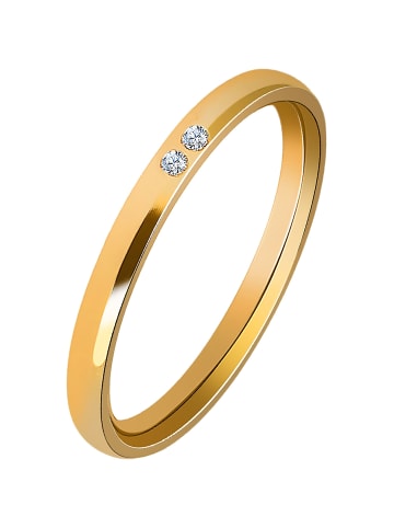 Adeliás Damen Ring aus Edelstahl mit Strass Steinchen in gold