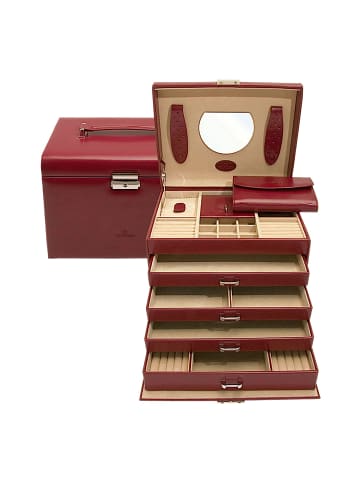 Windrose Merino Schmuckkasten 26 cm in rot