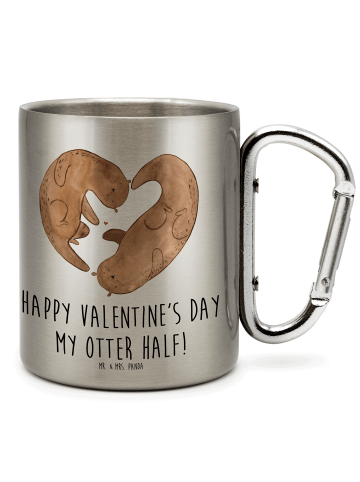 Mr. & Mrs. Panda Kaffeebecher Otter Valentine mit Spruch in Silber