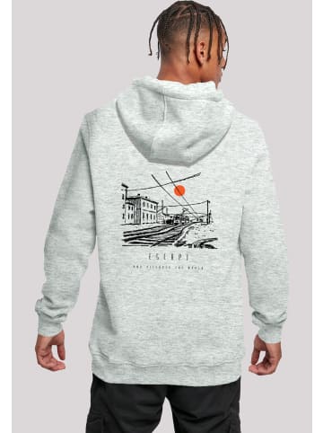 F4NT4STIC Hoodie Escape Discover the World Town Train Station in grau meliert