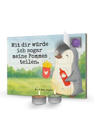 Mr. & Mrs. Panda Adventskalender Pinguin Pommes Design mit Spruch in Weiß