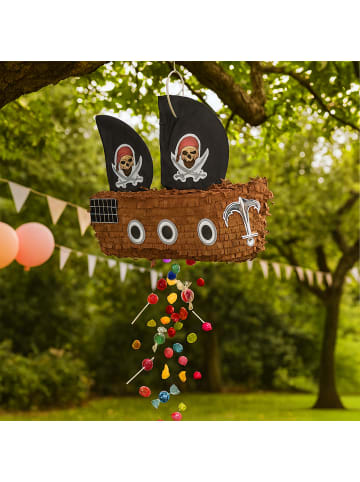 relaxdays 3-tlg. Pinata Set "Piratenschiff" in Bunt