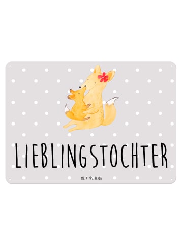 Mr. & Mrs. Panda Lustiges Blechschild Fuchs Mama mit Spruch in Grau Pastell