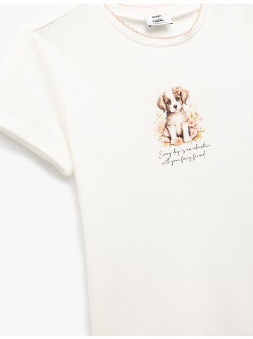 KOTON T-shirt in Ekru