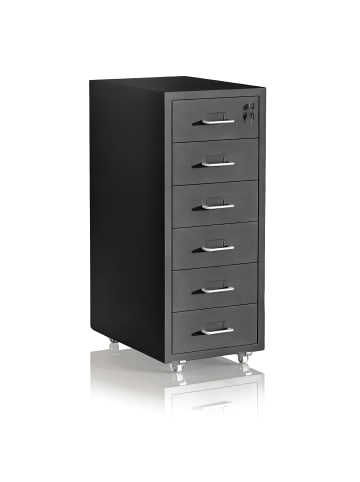 relaxdays Rollcontainer in Schwarz - (B)28 x (H)69 x (T)41 cm