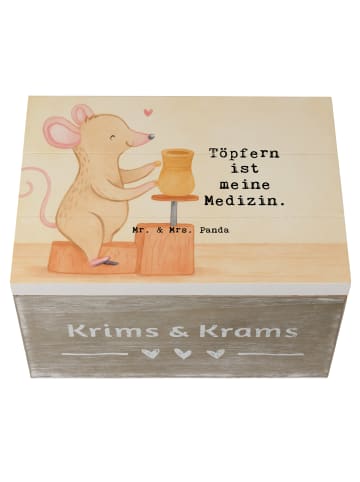 Mr. & Mrs. Panda Truhe Maus Töpfern Design mit Spruch in Weiß