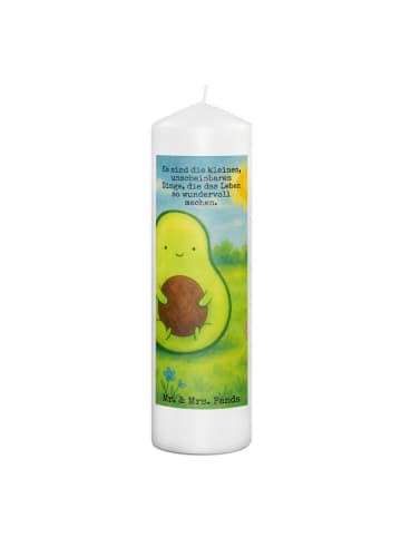 Mr. & Mrs. Panda Stumpenkerze Avocado Kern Design mit Spruch in Weiß