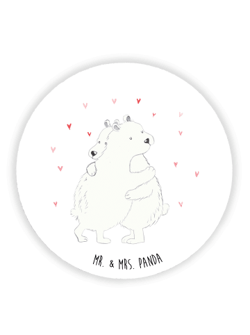 Mr. & Mrs. Panda Rund Magnet Eisbär Umarmen ohne Spruch in Weiß