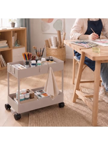 relaxdays Rollwagen in Beige - (B)39,5 x (H)38 x (T)21,5 cm