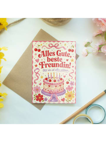Mr. & Mrs. Panda Geburtstagskarte Torte Kerzen Design mit Spruch in Weiß