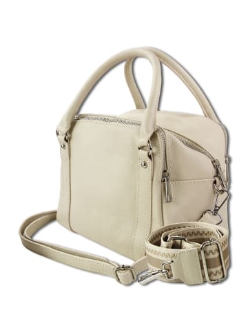 Toscanto Leder Umhängetasche, Citytasche Toscanto Tasche beige ca. 22cm