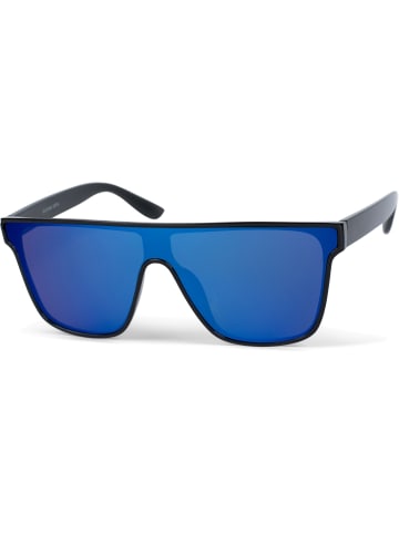 styleBREAKER Shield Sonnenbrille in Schwarz / Blau verspiegelt