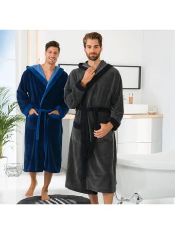 Erwin Müller Velours-Frottier Bademantel mit Kapuze Grafenau in anthrazit