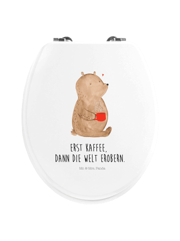 Mr. & Mrs. Panda Toilettendeckel Bär Kaffee mit Spruch in Weiß