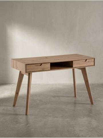 KADIMA DESIGN Schreibtisch 2 Schubladen, Eichen-Beinen, Moderner Laptoptisch Staufach