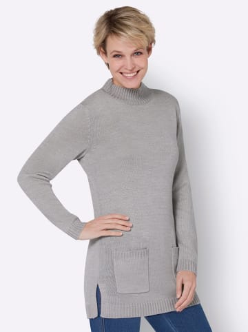 Sieh an! Longpullover in steingrau-meliert