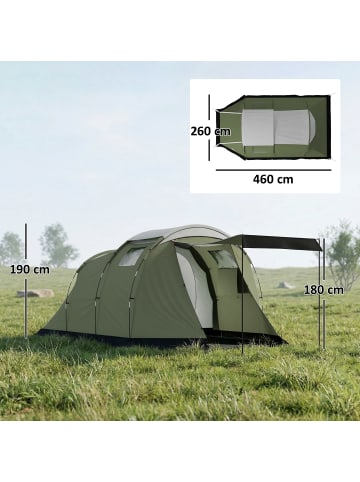 Outsunny Familienzelt in Grün 460L x 260B x 190H cm