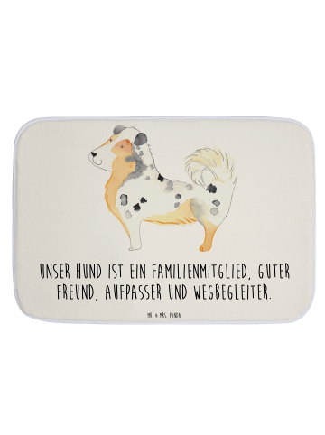 Mr. & Mrs. Panda Badteppich Hund Australien Shepherd mit Spruch in Weiß