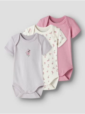 name it 3er Pack Kurzarmbodys NBFBODY 3P S/S FLOWER in jet stream