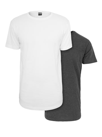 Urban Classics Long Tee in white+charcoal