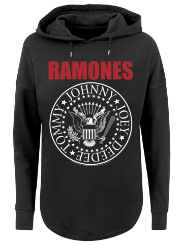 F4NT4STIC Oversized Hoodie Ramones Rock Musik Band Red Text Seal in schwarz