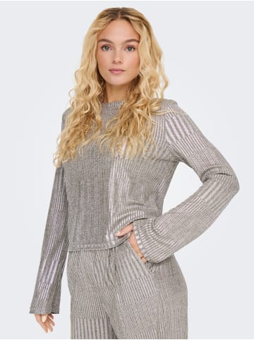 JACQUELINE de YONG Blusentop Regular Fit O-Neck Langarm Elegant in Silber