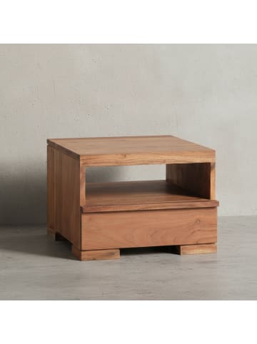 KADIMA DESIGN Nachtkonsole Massivholz | Landhausstil, Schublade, Fertig Montiert in Beige