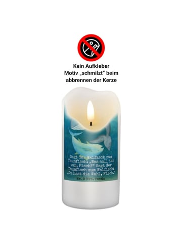Mr. & Mrs. Panda Kerze Walfisch Thunfisch Design mit Spruch in Weiß