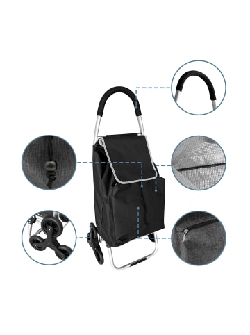 relaxdays Einkaufstrolley in Schwarz - 45 l