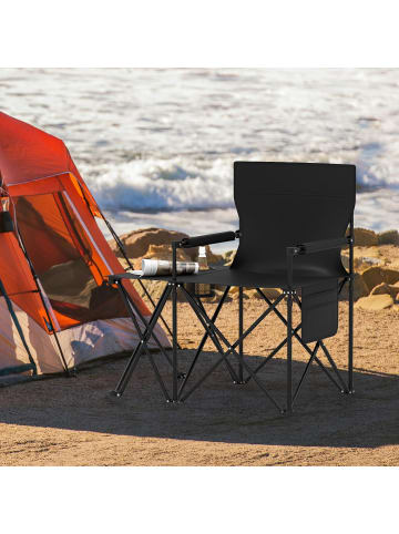 COSTWAY Campingstuhl faltbar 2er Set in Schwarz