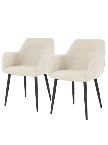 home24 Armlehnenstuhl Ecunda 2er-Set in Beige