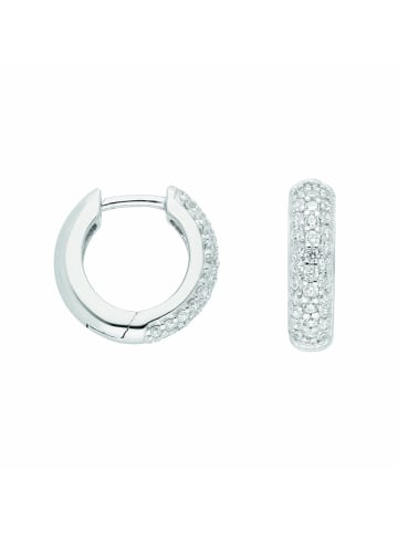 Adeliás Damen 925 Silber Ohrringe / Creolen mit Zirkonia Ø 14,2 mm in silber