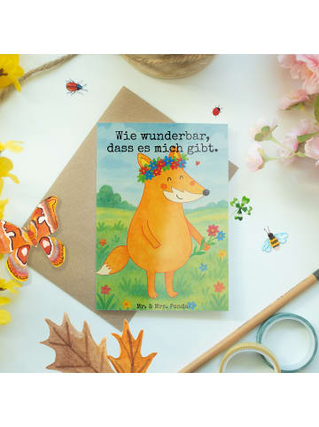 Mr. & Mrs. Panda babykarte Fuchs Blumen Design mit Spruch in Weiß