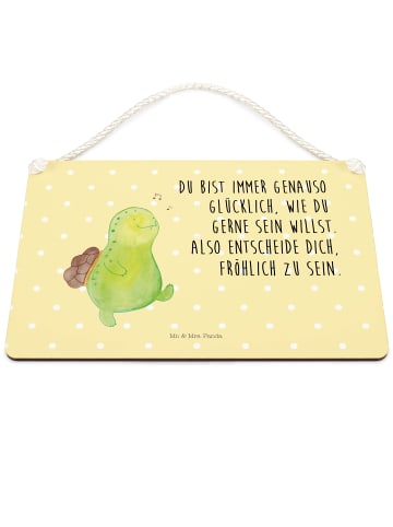 Mr. & Mrs. Panda holzbild Schildkröte Pfeifen mit Spruch in Gelb Pastell