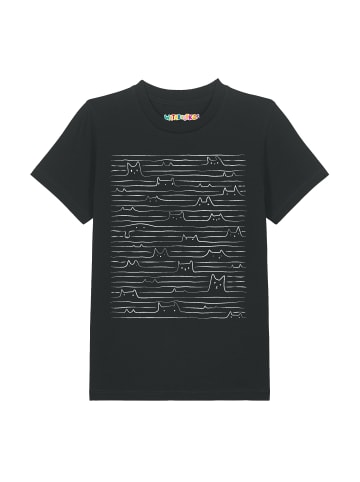 wat? Apparel T-Shirt Doodle Cats in Schwarz