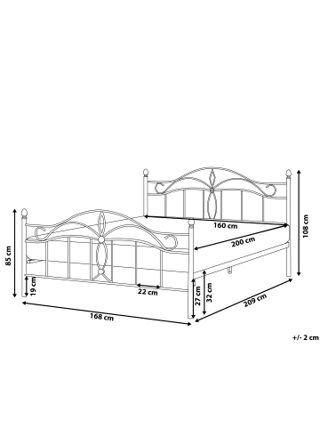 Beliani 2-tlg Doppelbett ANTLIA in Schwarz