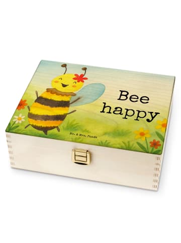 Mr. & Mrs. Panda Holz Teedose Biene Happy Design mit Spruch in Weiß