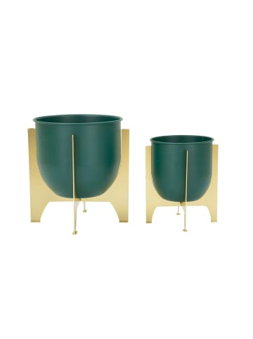 Mauro Ferretti Gold- und grüne Metall-Pflanztöpfe, 2er-Set, Ø 24,5 x 26–19 x 21 cm