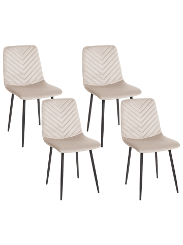 Beliani 4er-Set Esszimmerstuhl HAVRE in Beige/Schwarz