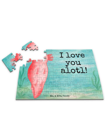 Mr. & Mrs. Panda Puzzle Axolotl Liebe Design mit Spruch in Weiß