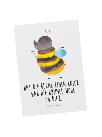 Mr. & Mrs. Panda Postkarte Hummel flauschig mit Spruch in Weiß