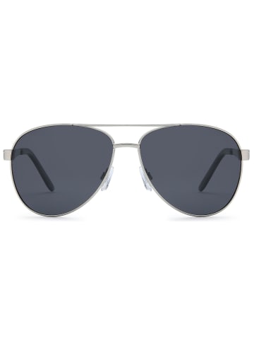 styleBREAKER Piloten Sonnenbrille in Silber / Grau