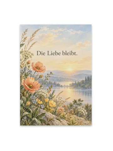 Trauerspruchkarte Blumen tröstlich Design mit S... in Weiß