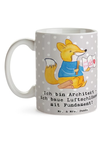 Mr. & Mrs. Panda Kaffeetasse Architekt Luftschlösser mit Spruch in Grau Pastell